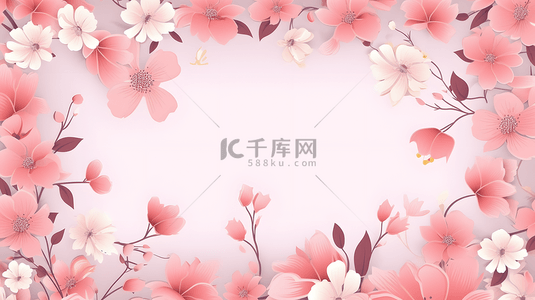 清新粉色花卉装饰背景