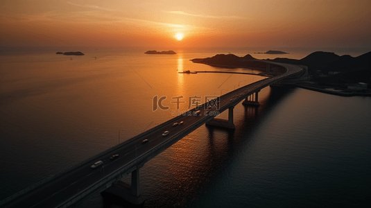 朝阳背景图片_日出朝阳下的跨海大桥