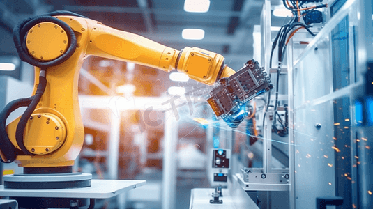 工业4.0机器人概念。工程师们正在使用虚拟增强现实技术来维护和检查4.0智能工厂中人类机器人的工作。
