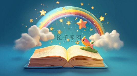 六一彩虹和书籍背景