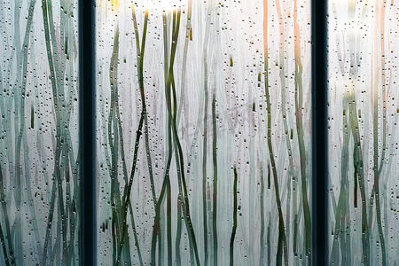 雨后玻璃摄影照片_雨后的窗户局部