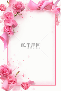 母亲节边框粉色康乃馨背景