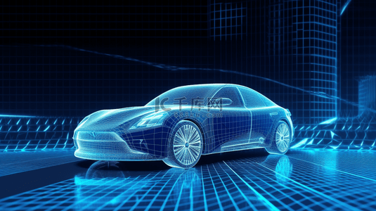 光科技汽车背景图片_科技汽车蓝色线条光效背景