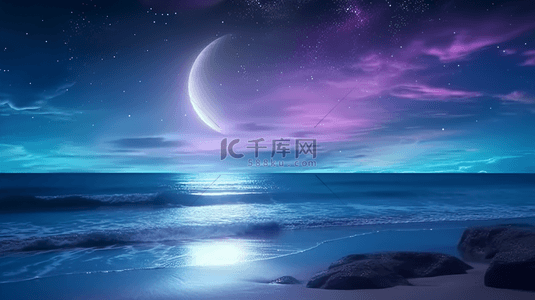 月亮背景图片_唯美海上月亮月夜