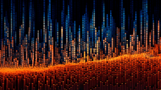 科技橙色背景图片_橙色科技线条抽象动态波流蓝色大数据