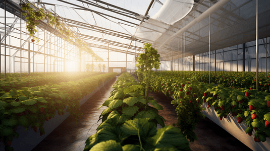 智慧农场摄影照片_草莓农场农业新概念智能农场数字农业
