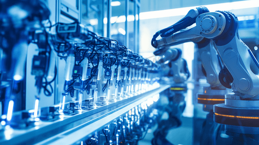 未来技术趋势智能工业4.0概念工程师在工厂使用人工智能机器人自动化机器连接数据网络软件监控操作过程
