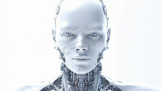 大脑摄影照片_面向未来人类生活的机器人和半机械人发展的三维渲染人工智能AI研究。为计算机大脑设计的数字数据挖掘和机器学习技术。
