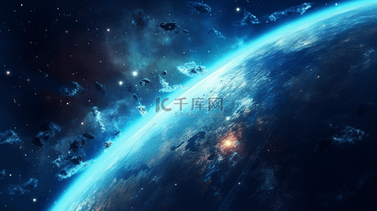 宇宙背景图片_科技宇宙星球深蓝背景