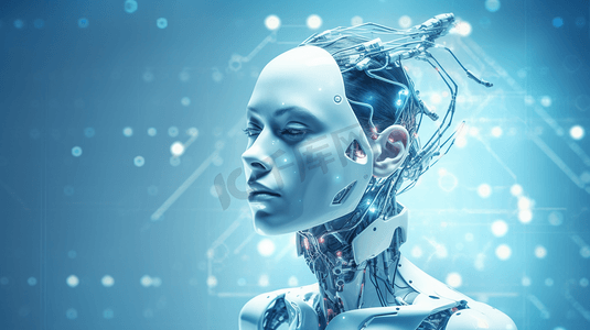 连接人与机器人设备的创新系统。未来自动机器人系统和计算机行业的技术来自令人敬畏的互联网发展。几何风格与线性象形文字
