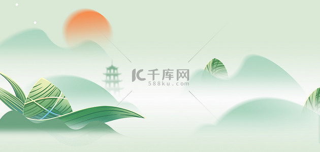 端午节粽子浅绿色中国风海报背景