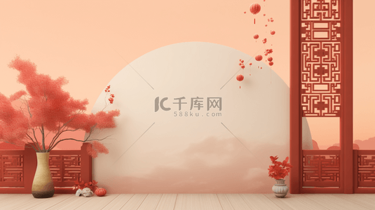 古典展台背景图片_彩色古典唯美中国风简约装饰背景