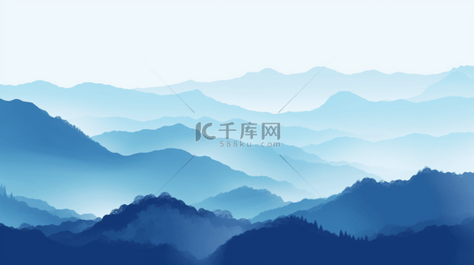 中国风背景背景图片_山影中国风水墨山水插画海报背景