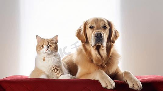 狗和猫摄影照片_猫和狗和谐相处
