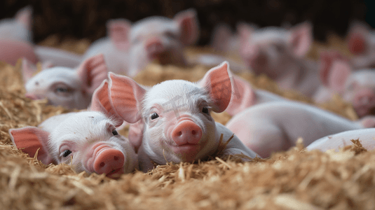 畜牧大棚摄影照片_可爱的小猪在猪圈