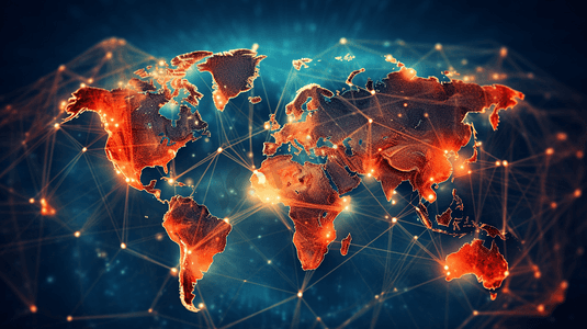 世界地图连接社交网络全球化商业社交媒体网络概念