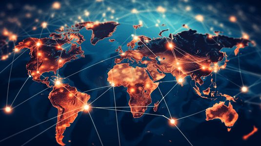 世界地图连接社交网络全球化商业社交媒体网络概念