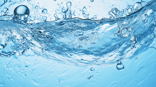 拜年海报背景摄影照片_浅蓝色水面产品拍摄背景水波和水滴