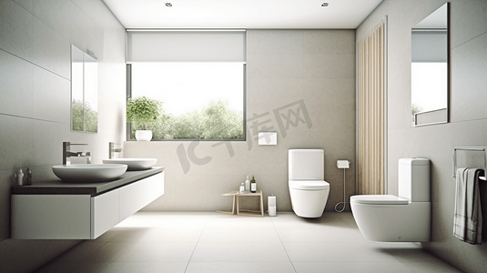 洗手间浴室现代水槽摄影室室内装饰极简主义