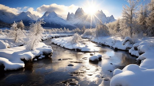 丽江冬季玉龙雪山阳光金山