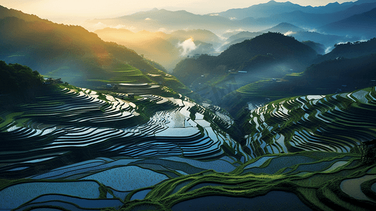 乡村农村梯田风景