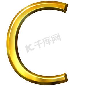 艺术字体c摄影照片_3D 金色字母 C