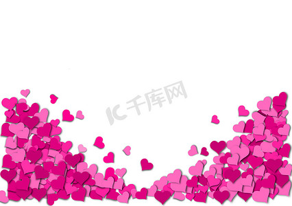 情人节那天，白色背景上的粉红心框