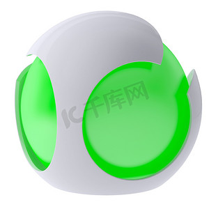 科技圆形装饰摄影照片_3荧光绿抽象球体