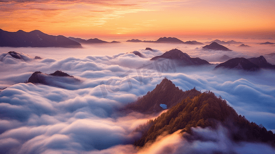 风景风景摄影照片_夕阳黄昏山峰山川云海自然风景景色