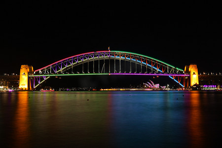 鲜艳风景摄影照片_色彩鲜艳的悉尼海港大桥