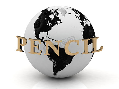 地球周围的铅笔抽象题词