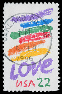 美国印制的邮票显示献给爱的形象