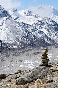 尼泊尔喜马拉雅昆布地区的石标