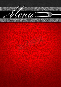菜单模板 - 银色和红色天鹅绒