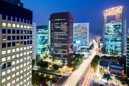 首尔建筑摄影照片_首尔市在晚上