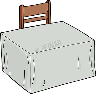 卡通桌子摄影照片_孤立的空桌子和椅子