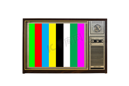 复古老电视摄影照片_白色背景上的复古电视