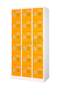 亮橙色隔离的美丽多彩储物柜
