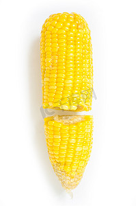 煮熟的玉米上白色孤立