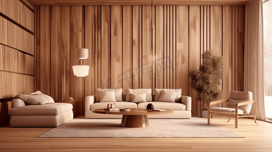 暖色调摄影照片_室内设计家居暖色调沙发客厅木质木纹
