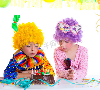 儿童生日派对小丑假发吹蛋糕蜡烛