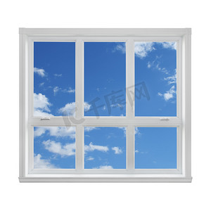 透过窗户看到的蓝天
