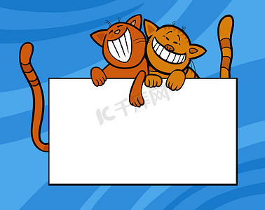 带木板或卡片的卡通猫
