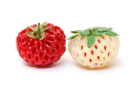 成熟的白色和红色草莓