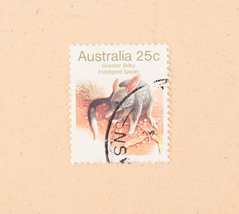 国潮1980摄影照片_澳大利亚 — 大约 1980 年：在澳大利亚打印的邮票显示伟大