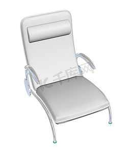 斜倚皮革休闲椅，3D 插图