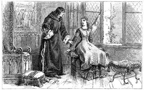 有一天圣路易斯，发现她的姐姐正在纺羊毛，复古 eng