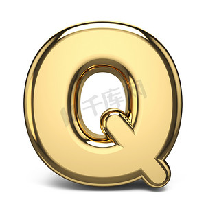 金色字体字母 Q 3d