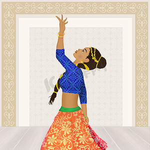 印度文化摄影照片_跳宝莱坞印度舞的女人