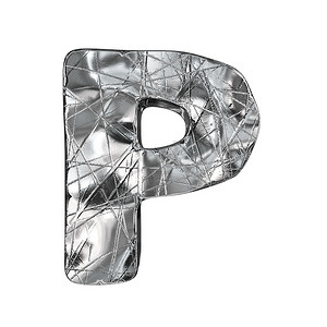 Grunge 铝箔字体字母 P 3d